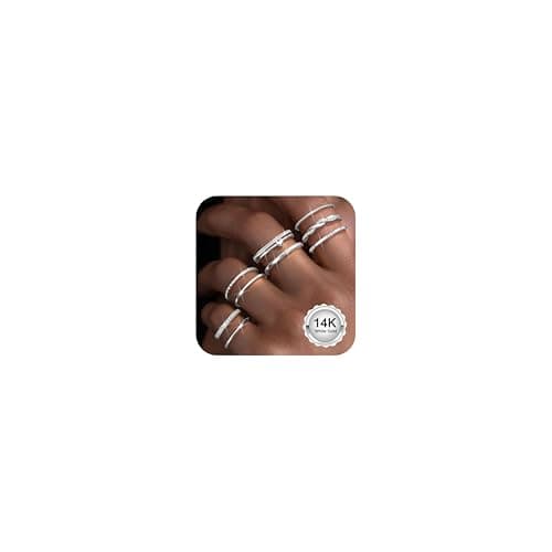 CASSIECA 9PCS Bagues Or Plaqué 14K pour Femme Élégantes Bagues Réglable Cadeau Femme Occasions Spéciales