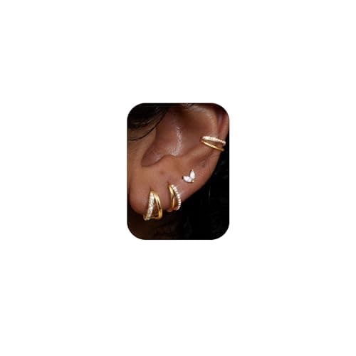 Adramata Hypoallergéniques pour Femme Boucles d'Oreilles Ear Cuff Cartilage Conch Tragus Piercing Oreille 4 Paires Argen — Or