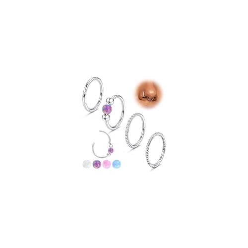 JeweBella Anneaux de Piercing Segment Clicker 16G/18G Argent Acier Chirurgical pour Nez et Piercing Septum Lèvre Helix T — 18G-8MM-Purple