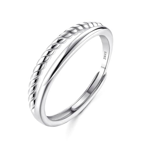 Adramata Bague Argent 925 Femme Recycled Empilables Torsadé
