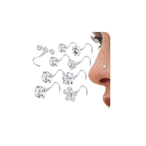 LOLIAS Lot 9 Bouchons Piercing Nez Argentés et Dorés pour Piercing Narine Hommes Femmes | Acier Chirurgical 316L | Ensem