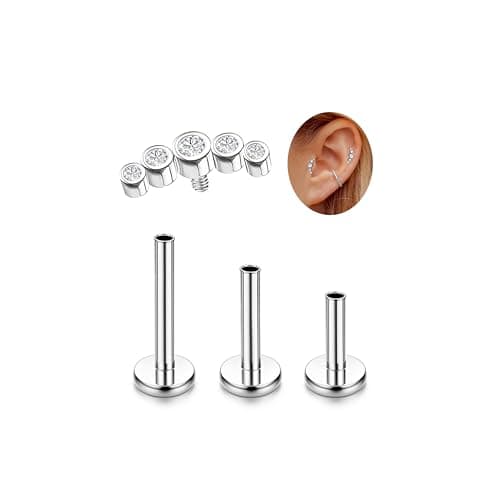 Adramata G23 Titane Piercing - Hypoallergénique pour Piercing Tragus et Helix - Femmes - Accessoires deMode Body Jewelry — Argent-5CZ