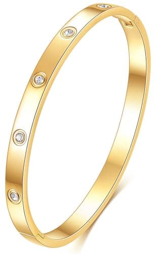 Tidefire Bracelet en Acier Inoxydable et Titane Cubique Zirconium Plaqué Or 18K pour Femmes - Unique Design Mode — 084 Doré