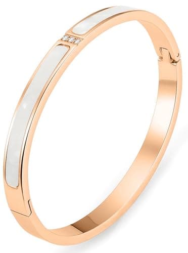 Tidefire Bracelet en Acier Inoxydable et Titane Cubique Zirconium Plaqué Or 18K pour Femmes - Unique Design Mode — 691 Rose Doré