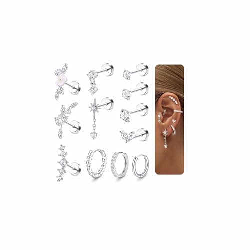 Adramata Acier Inoxydable Piercing Helix Boucles d'Oreilles Femme Recycled Standard 100 — Argent