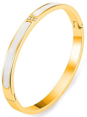 Tidefire Bracelet en Acier Inoxydable et Titane Cubique Zirconium Plaqué Or 18K pour Femmes - Unique Design Mode — 691 Doré