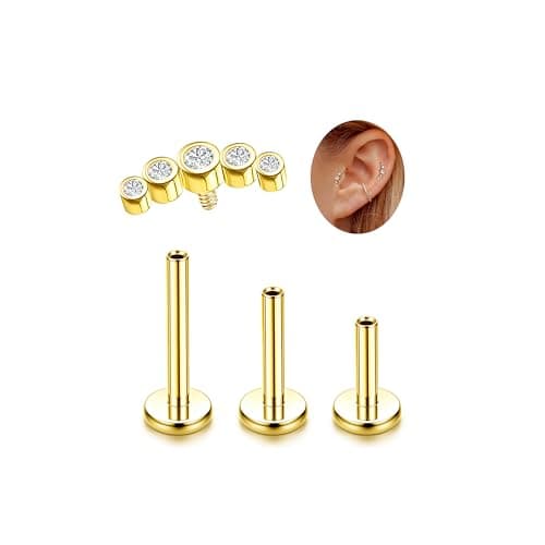 Adramata G23 Titane Piercing - Hypoallergénique pour Piercing Tragus et Helix - Femmes - Accessoires deMode Body Jewelry — Or-5CZ