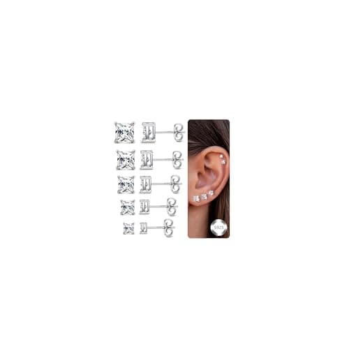 Adramata Boucles d'Oreille Argent 925 Femme Homme Clous d’Oreilles Hypoallergéniques — Argent-CarréCZ
