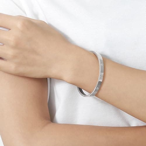 Tidefire Bracelet en Acier Inoxydable et Titane Cubique Zirconium Plaqué Or 18K pour Femmes - Unique Design Mode