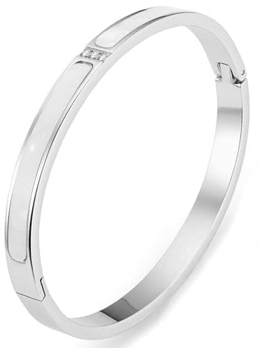 Tidefire Bracelet en Acier Inoxydable et Titane Cubique Zirconium Plaqué Or 18K pour Femmes - Unique Design Mode — 691 Argenté