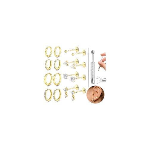 Adramata 18PC Piercings Hélix Tragus Or/Argent Pour Femme Homme — Or