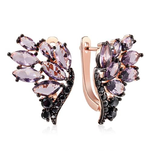 Richapex Boucles d'oreilles femme or 18 Carat Tendance Huggie Hoop Hypoallergénique pour Femmesbijoux avec Zirconium Cub — Purple