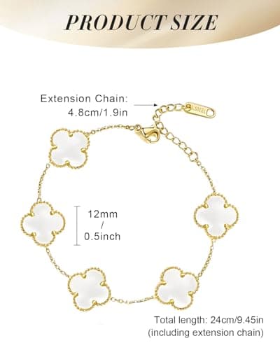 ZEXIJOW Bracelet Trèfle Plaqué Or 18k Femmes - Porte Bonheur et Cadeau de Luxe pour Femmes-A