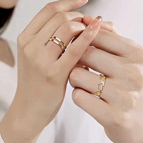 Adramata Acier Inoxydable Bague Retro Vintage Reglable Or Argent Femme Ouverte Recyclée Éléganteumeconomique