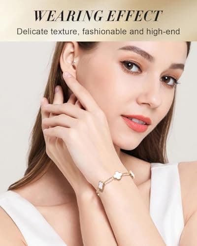 ZEXIJOW Bracelet Trèfle Plaqué Or 18k Femmes - Porte Bonheur et Cadeau de Luxe pour Femmes-A