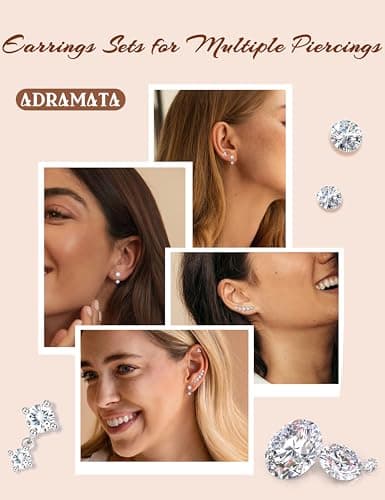 Adramata Boucles d'Oreille Argent 925 Femme + Brillant Cubique + Femme + Bijouterie Accessoire + Piercings Tragus et Hel