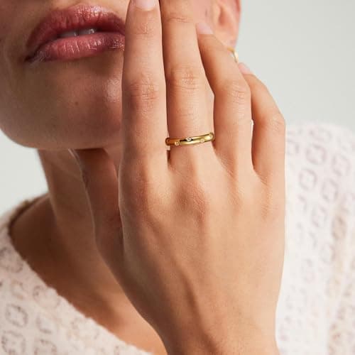 Adramata Bague Femme Or 14 Carats Bijoux en Or Recycled | Bague de Déclaration & Fiançailles Empilable | Or 14k Femme