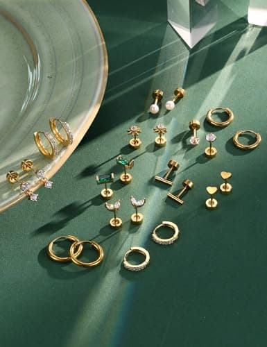 Adramata Acier Inoxydable Or Argent Boucles d'Oreilles Femme Hypoallergéniques Helix Piercing Creoles Petites Boucle d'O