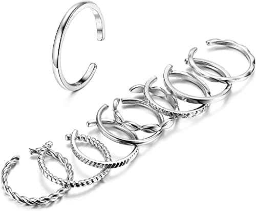Adramata 14K Plaqué Or Bague Reglable Épais et Mince Or Argent Bague Femme Homme