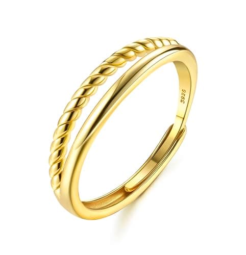 Adramata Bague Argent 925 Femme Recycled Empilables Torsadé — Or