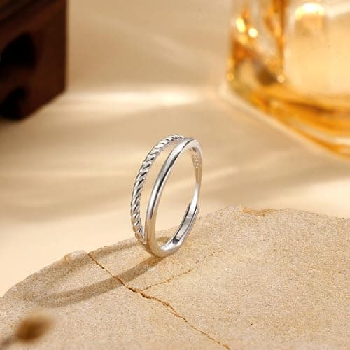 Adramata Bague Argent 925 Femme Recycled Empilables Torsadé