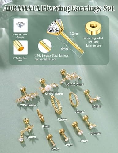 Adramata Acier Inoxydable Piercing Helix Boucles d'Oreilles Femme Recycled Standard 100