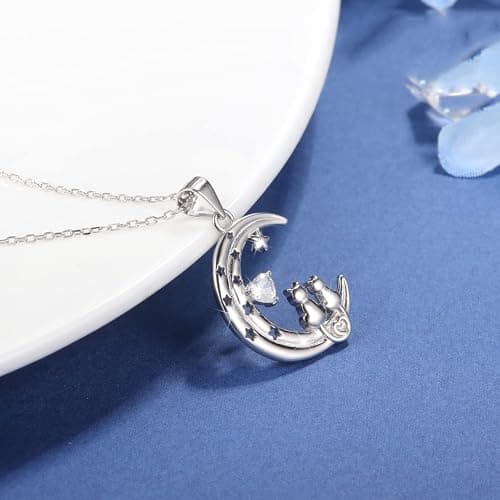 Adramata Collier Femme Argent 925-chat Pendentif-mignon Recycledbijoux Anniversairestandard 100