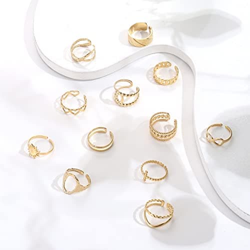 Adramata Acier Inoxydable Bague Retro Vintage Reglable Or Argent Femme Ouverte Recyclée Éléganteumeconomique