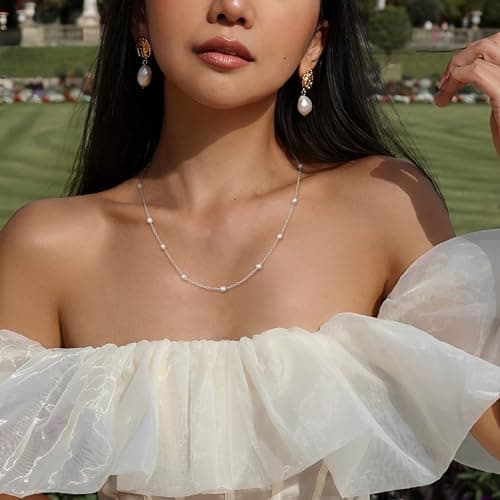 Collier Perle 18K Plaqué Or Femme Ras de Cou Adramata Choker Simples 4MM Ort/Argent Bijoux de Perles Recycled Standard 1