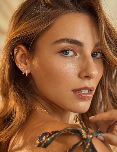 Adramata 4 Paires Boucles d'Oreilles Femme Hypoallergéniques Piercing Cartilage Recycled Or Argentina Argent Chic Pierci