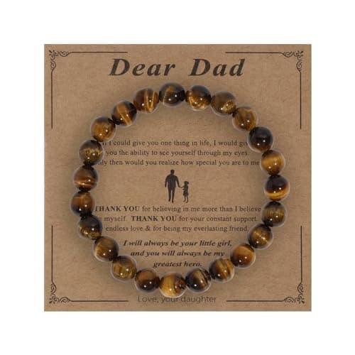 Bracelet élastique œil de tigre MILAKOO 8 mm pour yoga et guérison - Homme et Femme - Sécheresse cutanée soulagement — Z2 : pour papa bleu