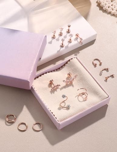 Adramata Acier Inoxydable Helix 16G Boucles d'Oreilles Femme Hypoallergène Confortables Cartilage Piercings (Or/Argent/O