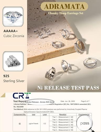 Adramata Hypoallergéniques pour Femme Boucles d'Oreilles Ear Cuff Cartilage Conch Tragus Piercing Oreille 4 Paires Argen