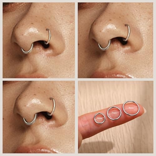 LOLIAS Piercings au Nez Rond pour Femmes Hommes | Acier Chirurgical 18/20G | Bijoux Piercing Septum Feminin et Masculin