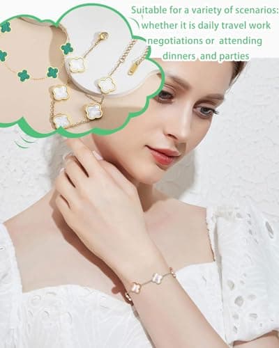 ZEXIJOW Bracelet Trèfle Plaqué Or 18k Femmes - Porte Bonheur et Cadeau de Luxe pour Femmes-A