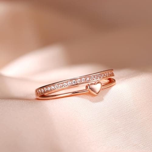 Bague Argent 925 Reglable Or 14K Femmes Coeur Alliance Fiancailles Promesse Or Recycled femme 14K CZ 100clai