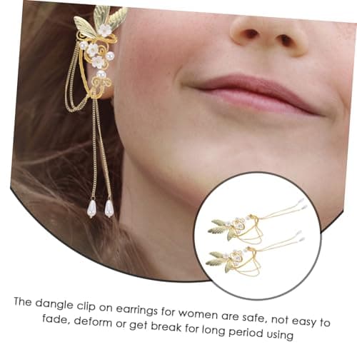 Hemobllo Boucles d'oreilles à clip dorées pour femmes et adolescentes - Anniversaire et fêtes - 2 pièces fendues légères