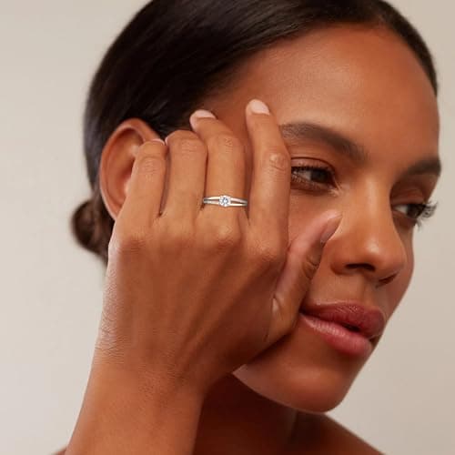 Bague en Argent Or 925 Ajustable Zirconium Cubique Fiançailles Mariage Femmes