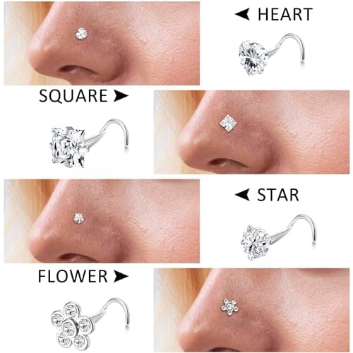 LOLIAS Lot 9 Bouchons Piercing Nez Argentés et Dorés pour Piercing Narine Hommes Femmes | Acier Chirurgical 316L | Ensem