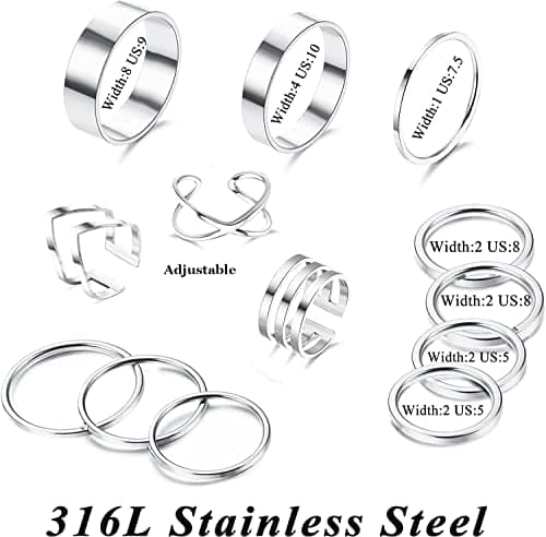 Bague en Acier Inoxydable Empilable Adramata pour Femmes Recyclée