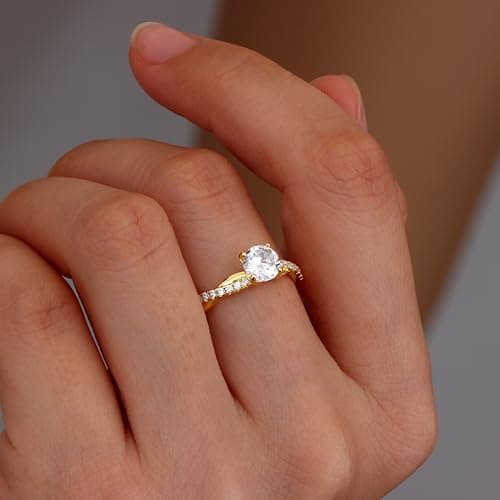 Bague Argent 925 Femme Reglable Zircone Cubique, Alliance Fiançailles Promesse, Cadeau Bijoux Recycled