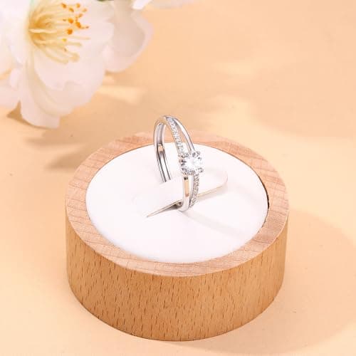 Bague en Argent Or 925 Ajustable Zirconium Cubique Fiançailles Mariage Femmes