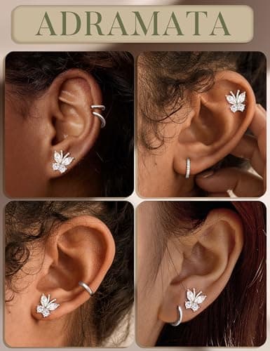 Adramata Boucle d'Oreille Argent 925 Femme Petites Boucles d'Oreilles Hypoallergéniques pour females Scenario Everyday U