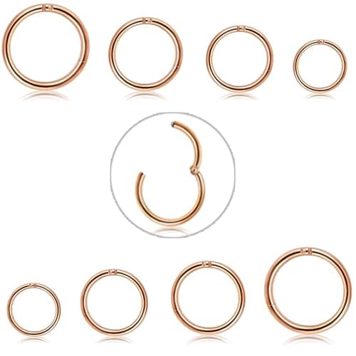 Adramata Piercings 8 Pièces Acier Chirurgical Nez Anneaux pour Hommes Femmes Conch Tragus Daith Rook Piercing Oreille 16