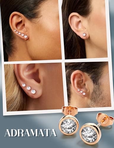 Adramata Boucles d'Oreille Argent 925 Femme Homme Clous d’Oreilles Hypoallergéniques