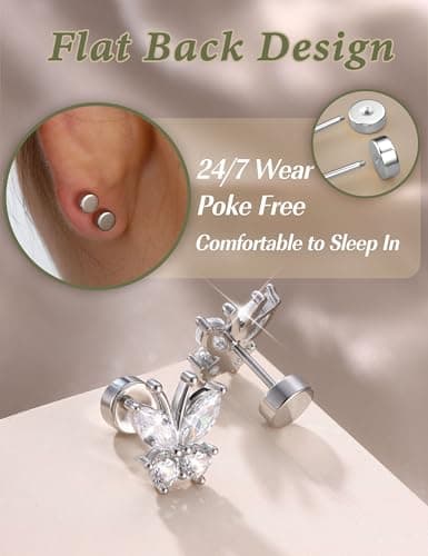 Adramata Boucle d'Oreille Argent 925 Femme Petites Boucles d'Oreilles Hypoallergéniques pour females Scenario Everyday U