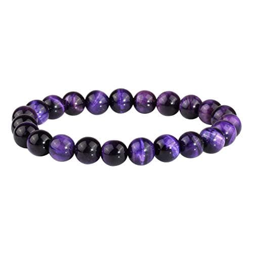 Bracelet élastique œil de tigre MILAKOO 8 mm pour yoga et guérison - Homme et Femme - Sécheresse cutanée soulagement