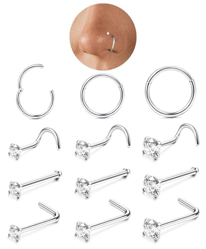 LOLIAS Piercings au Nez Rond pour Femmes Hommes | Acier Chirurgical 18/20G | Bijoux Piercing Septum Feminin et Masculin
