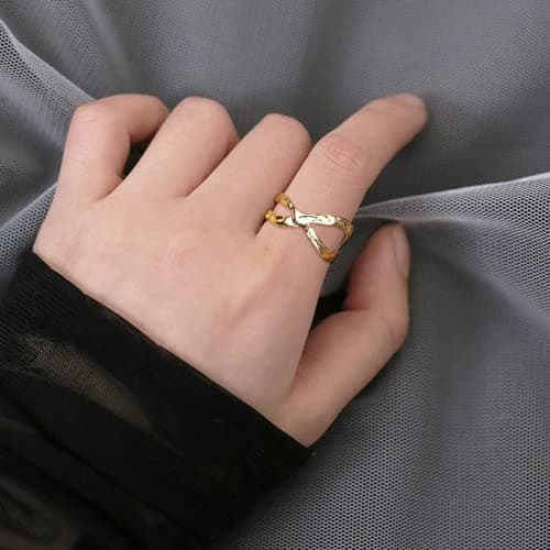Adramata Acier Inoxydable Bague Retro Vintage Reglable Or Argent Femme Ouverte Recyclée Éléganteumeconomique