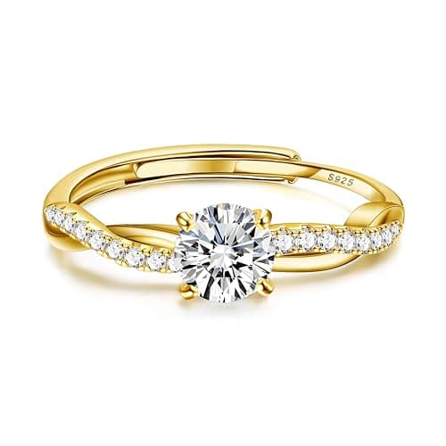 Bague Argent 925 Femme Reglable Zircone Cubique, Alliance Fiançailles Promesse, Cadeau Bijoux Recycled